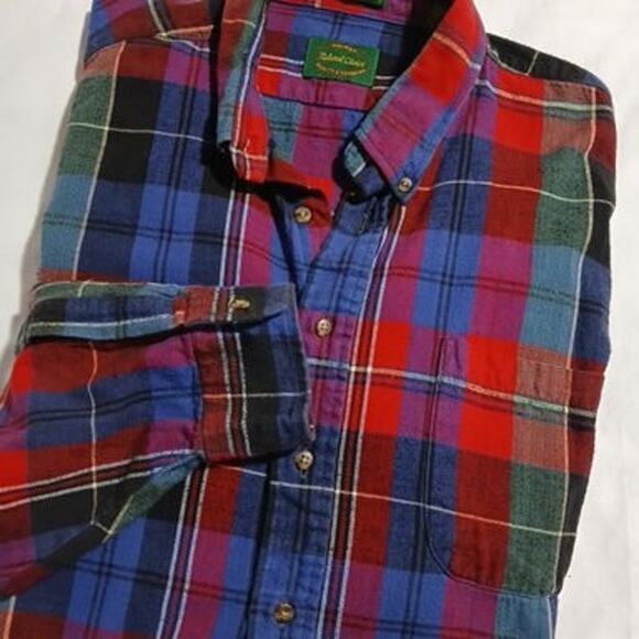 VTG Natural Choice Men's Flannel Shirt 2XL100% Cotton Red/Green/Blue Button-Down - Picture 6 of 12